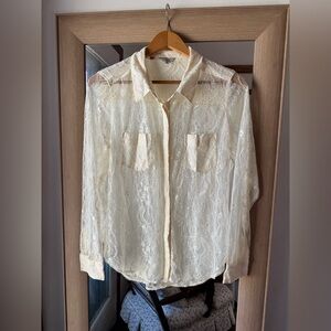 Vintage Guess Lace See-through Top Large